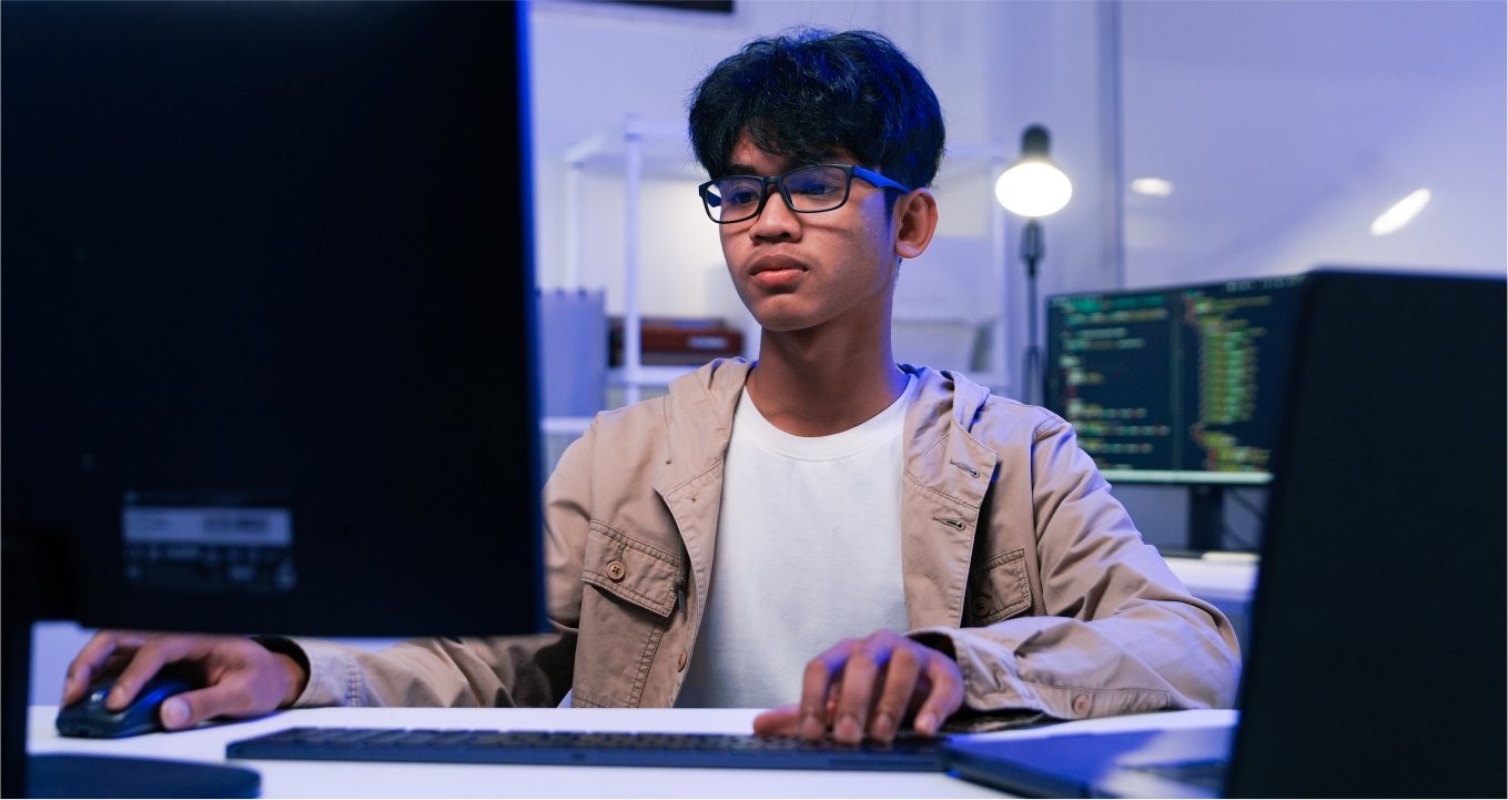 Young person exploring immersive technology